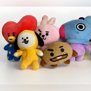 Lot of 5 BTS BT21 Line Friends Plush Characters Chimmy Cooky Mang Tata Shooky